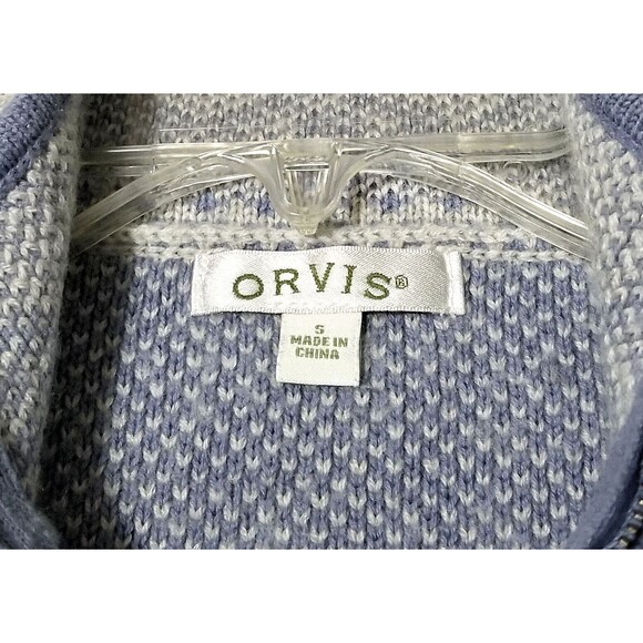 ORVIS Women's Gray Blue Quarter Zip Pullover Sweater Wool Blend Sz Small - Picture 2 of 4